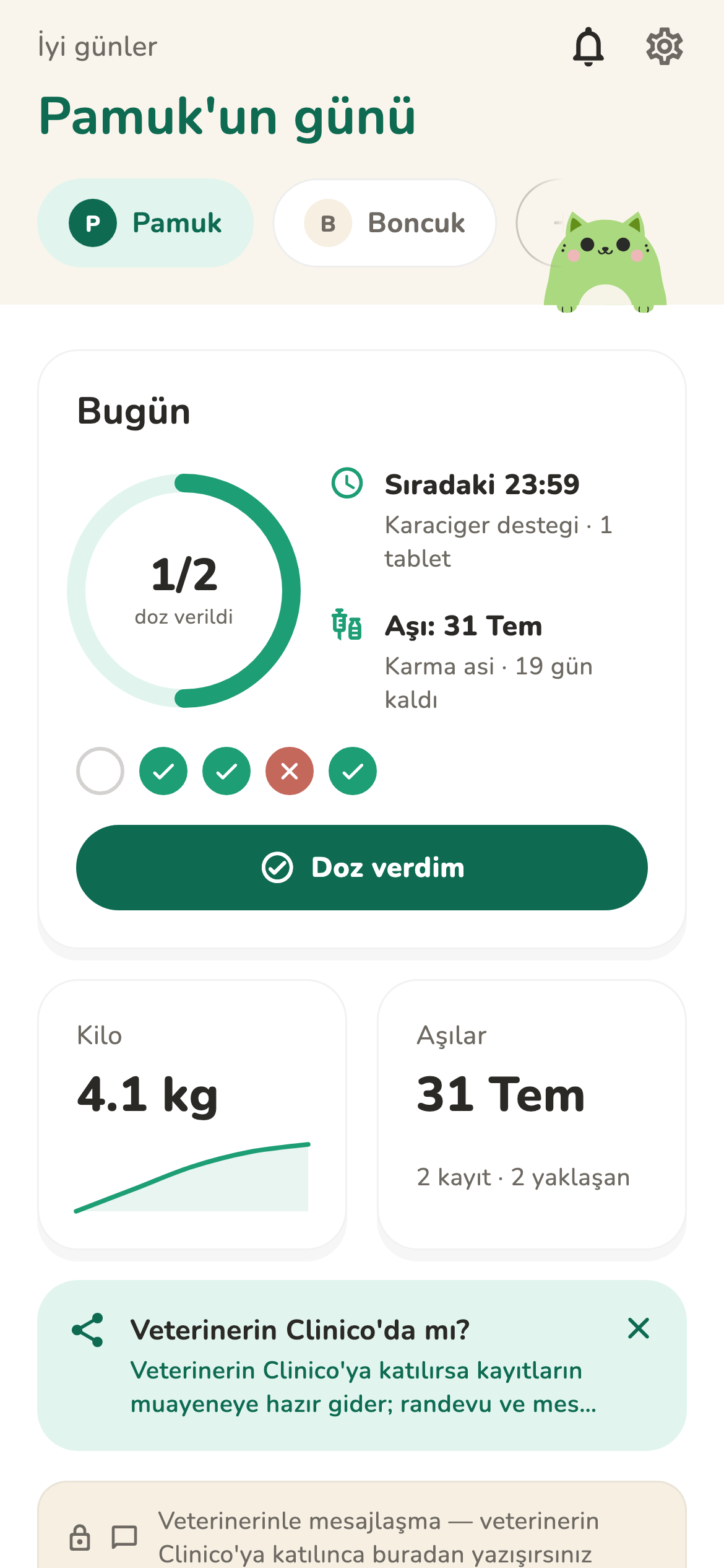 Clinico hasta sahibi mobil uygulaması